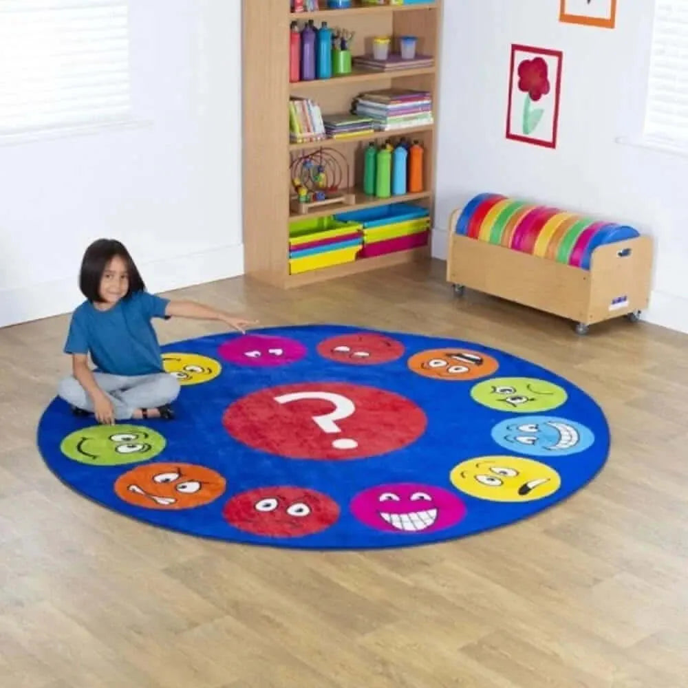 Emotions Faces Circular Carpet-Emotions Faces Circular Carpet