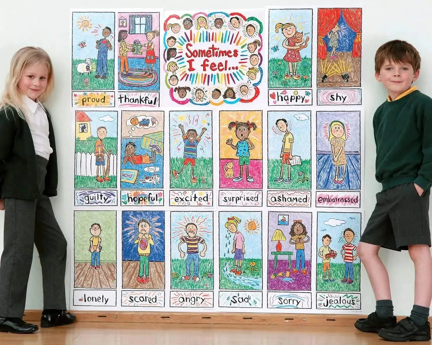 Emotions Kid Drawn Bulletin Board Set-Emotions Kid Drawn Bulletin Board Set
