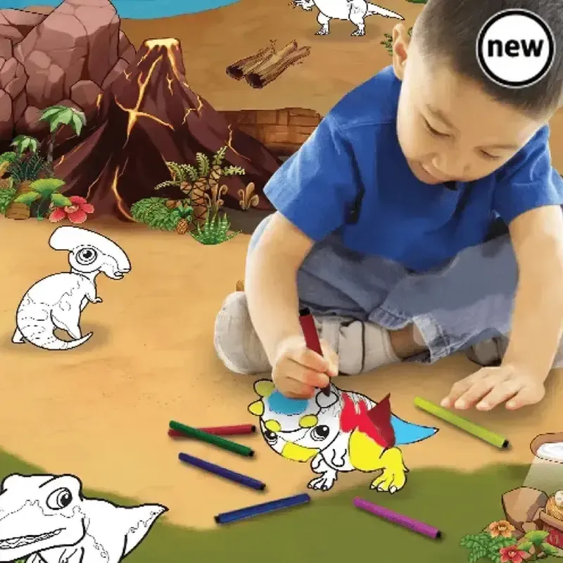 Extra Large Colour and Wipe Dinosaur Play Mat (200 x 120cm)-Extra Large Colour and Wipe Dinosaur Play Mat (200 x 120cm)