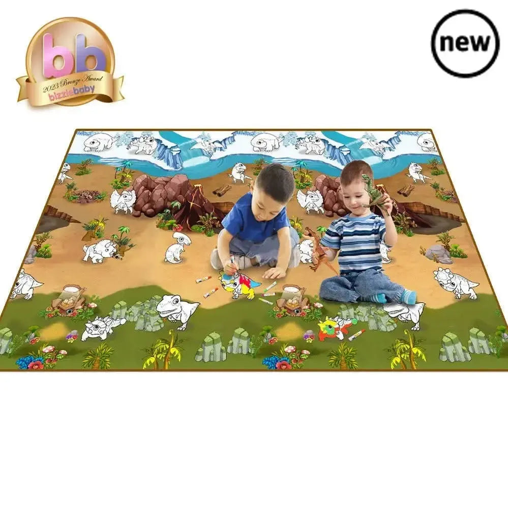 Extra Large Colour and Wipe Dinosaur Play Mat (200 x 120cm)-Extra Large Colour and Wipe Dinosaur Play Mat (200 x 120cm)