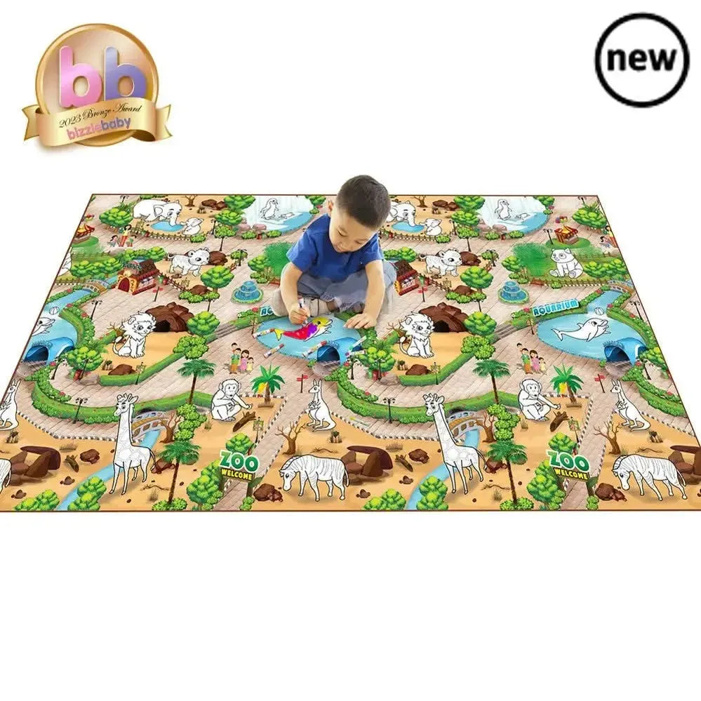 Extra Large Colour and Wipe Zoo Play Mat (200 x 120cm)-Extra Large Colour and Wipe Zoo Play Mat (200 x 120cm)