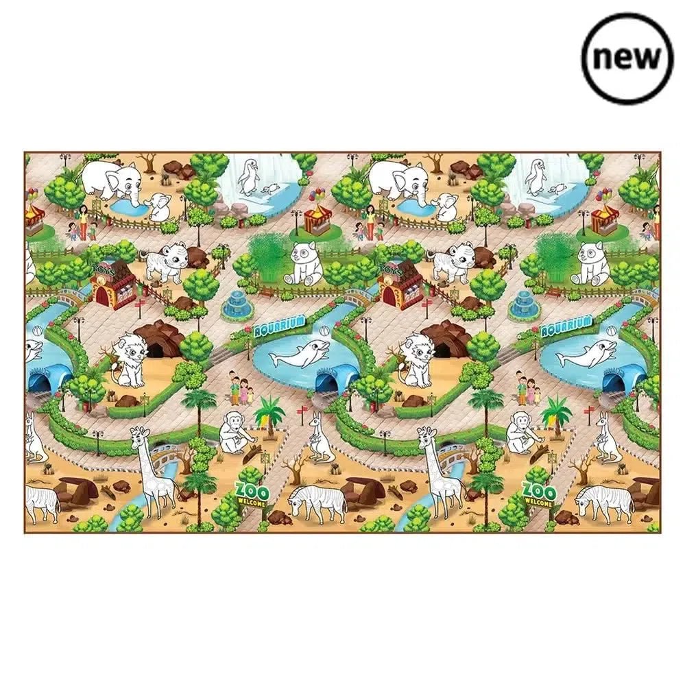 Extra Large Colour and Wipe Zoo Play Mat (200 x 120cm)-Extra Large Colour and Wipe Zoo Play Mat (200 x 120cm)