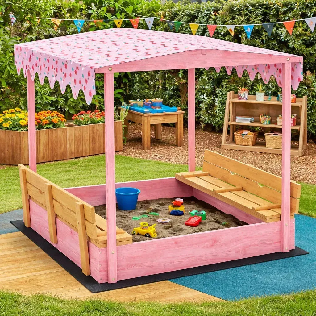 Flamingo Wooden Sandbox with Lid-Flamingo Wooden Sandbox with Lid