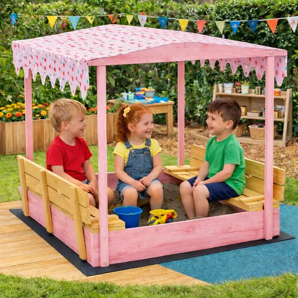 Flamingo Wooden Sandbox with Lid-Flamingo Wooden Sandbox with Lid