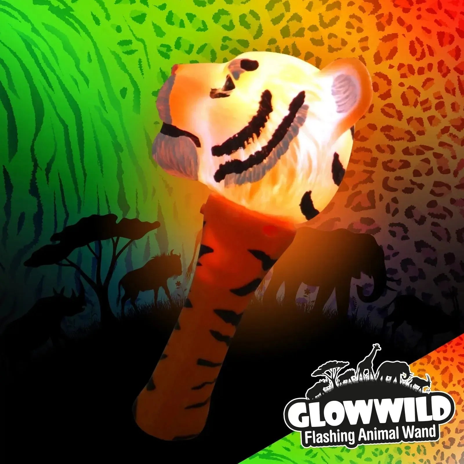 Tiger Mini Light Up Animal Wand 7"-Tiger Mini Light Up Animal Wand 7"