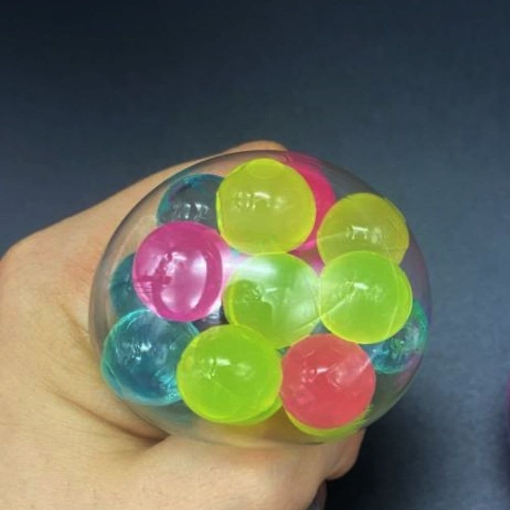 Flashing DNA Stress ball, Flashing DNA Stress ball's are popular fidgets, stress-reducers and hand strengtheners for kids who love to squeeze. This DNA Fidget Ball offers a great feel, plus it is irresistibly "grabbable", almost impossible to put down. Variable resistance, with multiple smaller balls inside a clear cover looks like DNA. They are non-toxic and latex free. The Flashing DNA Stress ball is a durable gel filled ball with wonderful movement and texture. Designed for students with special needs. G