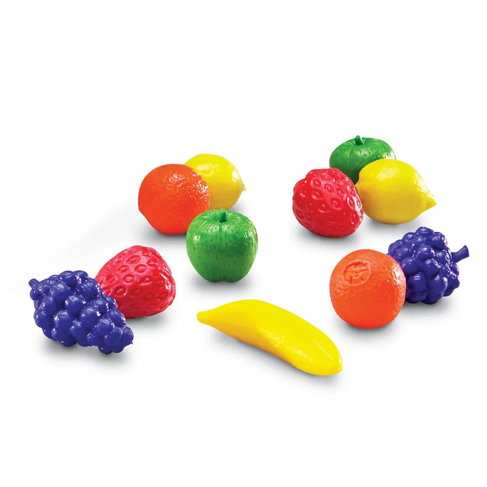 Fruity Fun Counters Set of 108, The Fruity Fun™ Counters Set is a delightful and educational resource designed to captivate young learners and aid in their development of key mathematical and cognitive skills. Here's why this set is an excellent addition to your educational toolbox: Fruity Fun Counters Set of 108 Features: Comprehensive Set: Variety: The set includes 108 soft rubber counters in five different colors, featuring six different kinds of fruits (bananas, apples, oranges, grapes, strawberries, an