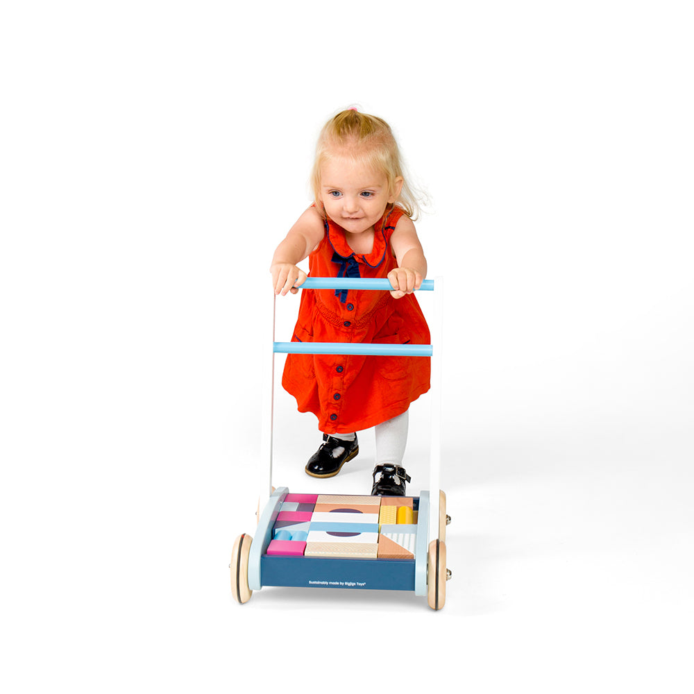 FSC Baby Walker, Our FSC Baby Walker is perfect for babies who are just finding their feet! Made from FSC® Certified premium-quality, sustainable wood and coloured with non-toxic paints and lacquers, it makes a fantastic sustainable toy. The soft colours will entertain mini minds as they manoeuvre the baby walker around. The FSC Baby Walker comes with a sturdy wooden frame and an easy-to-grip handlebar for little hands to hold onto. As they toddle around with their baby push along walker, confident mobility