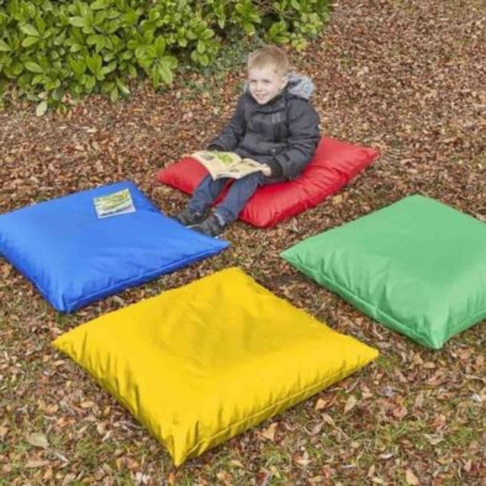 Giant Outdoor Cushions (4pk), The Giant Outdoor Cushions (4pk) are versatile and ultimately indispensable set of plain carry cushions.Each Outdoor Floor Cushion can comfortably seat one child at a time. Lightweight and portable so children can move them around independently. The Giant Outdoor Cushions (4pk) encourages independence and tidiness when it is time to pack them away. The Giant Outdoor Cushions (4pk) which can be used virtually anywhere - in reading corners and when storytelling, playing games and