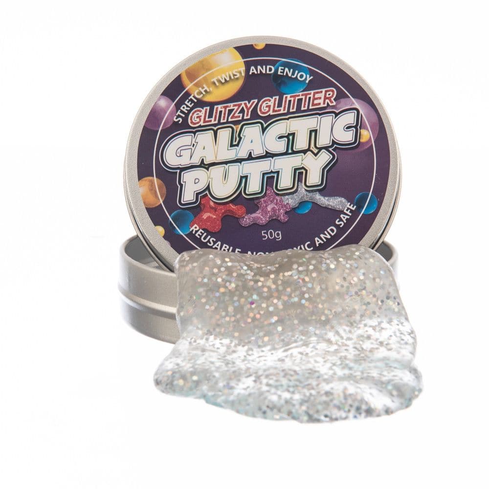 Glitter Putty Tin, The Glitter Thinking Putty is a versatile sensory toy that is not just captivating to look at but also serves a variety of purposes. From stress relief to encouraging creativity, this glitter-infused putty is a fascinating tactile experience. Here are some of its key features and benefits: Glitter Putty Tin Features: Malleability: The putty can be pushed, pulled, squashed, and stretched into numerous shapes, making it incredibly versatile for play and creativity. Glitter Effect: The inclu