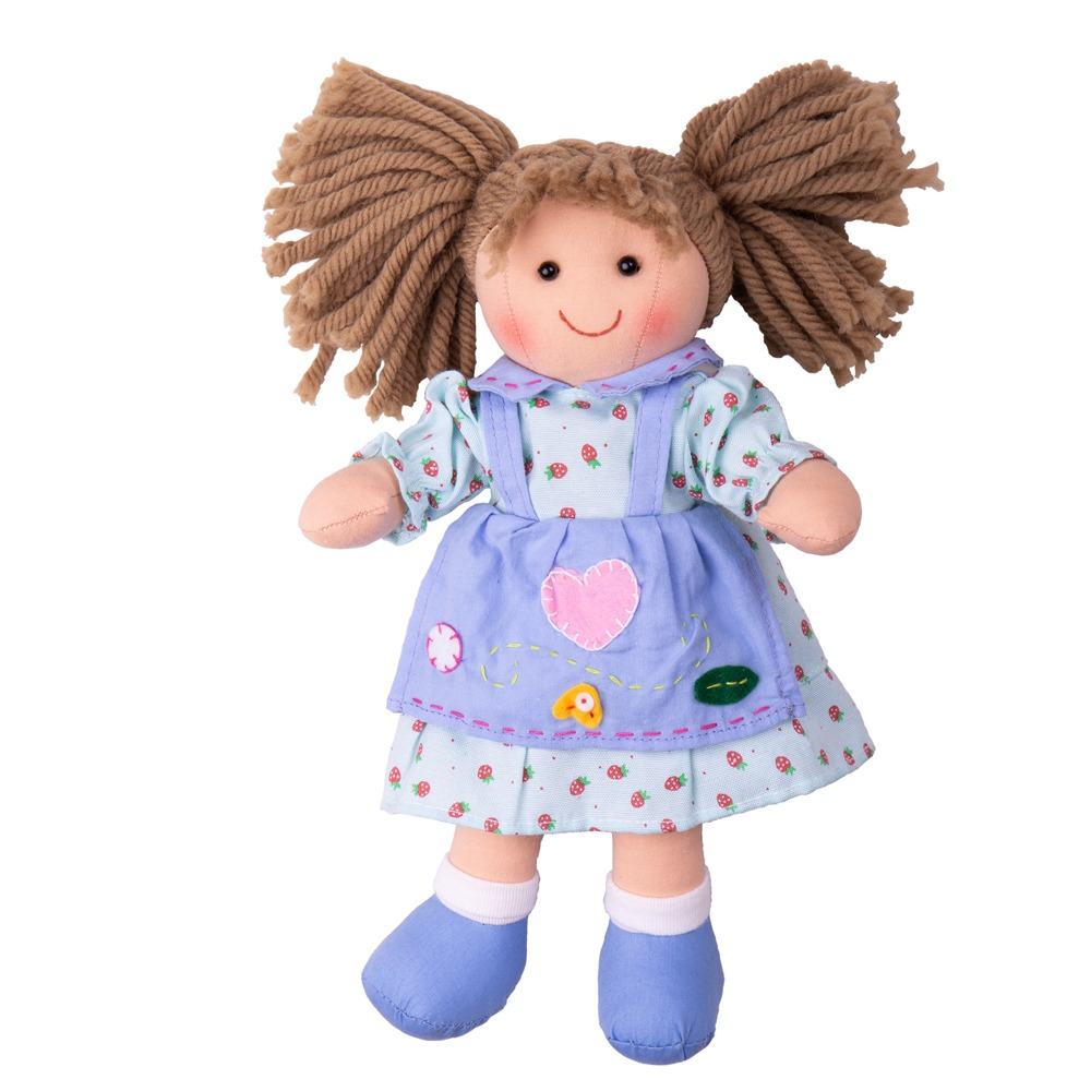 Grace Doll - Small, Introducing Grace, a soft and cuddly rag doll that aims to be your child's new favorite companion. With her sweet blue dress adorned with a delightful strawberry pattern and her hair styled in cute bunches, she's all set to win your little one's heart. Key Features: Soft and Cuddly: Grace is made from soft materials that make her perfect for cuddling. Strawberry Theme: Her beautiful blue dress features a charming strawberry pattern that is sure to delight your child. Cute Hairstyle: Grac