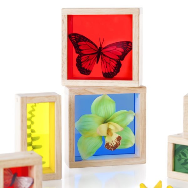 Guidecraft Treasure Blocks Primary, Curious collectors will love showing off their treasures in these colourful, acrylic displays with smooth, hardwood frames. The Guidecraft Treasure Blocks Primary show off flat and dimensional finds like rocks, beads, flowers, shells and small toys. The Guidecraft Treasure Blocks Primary have transparent windows in primary colours allow kids to study their objects up close, in the light, and from front and back perspectives. Includes a set of 8 blocks Treasure Blocks- Pri