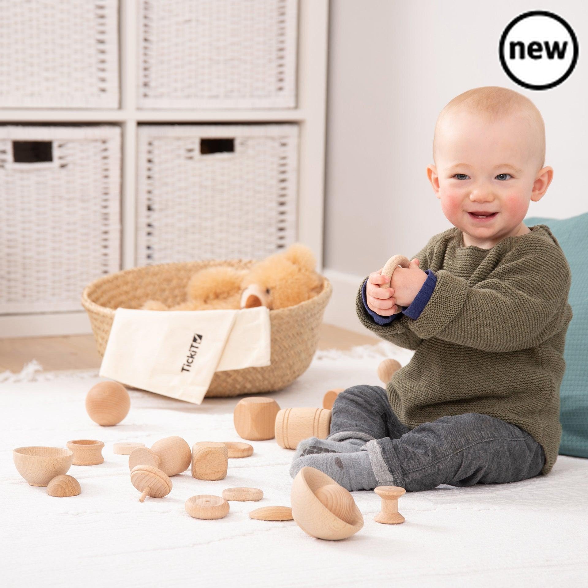 Heuristic Play Basic Set, Enable your child to discover the wonders of learning through play with our TickiT® Heuristic Play Basic Set. The Heuristic Play Basic Set contains a variety of interesting wooden objects that are not typical of the sort of toys they will be used to. These simple and curious items will spark your child's imagination and encourage them to explore ways to incorporate them into imaginative play and learn about the world around them. Quite simply, the Heuristic Play Basic Set resources