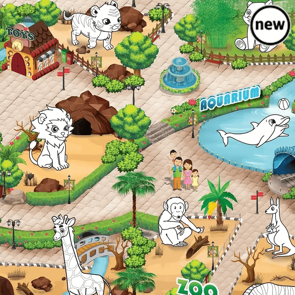Extra Large Colour and Wipe Zoo Play Mat (200 x 120cm)-Extra Large Colour and Wipe Zoo Play Mat (200 x 120cm)