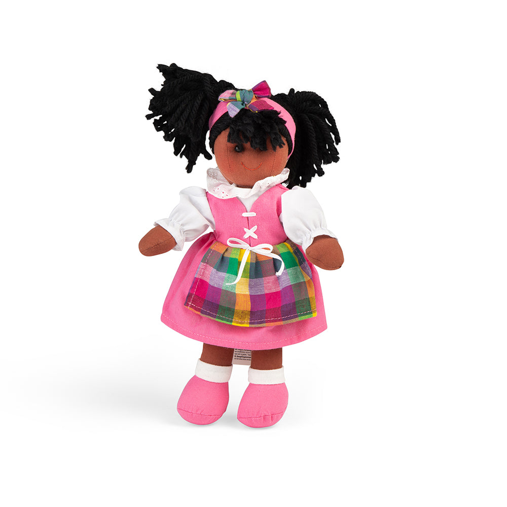 Jess Doll - Small, Prepare to embark on countless adventures with the newest member of the Bigjigs Toys family, the incomparable Jess. This soft, cuddly doll is not just a toy but a companion ready to explore every nook and cranny of your imagination. With her vibrant personality reflected in her colourful attire, she's the perfect playtime partner for children with a zest for life and a love for exploration. Product Features: Soft and Cuddly Texture: Crafted with love, Jess offers a warm and soft embrace, 