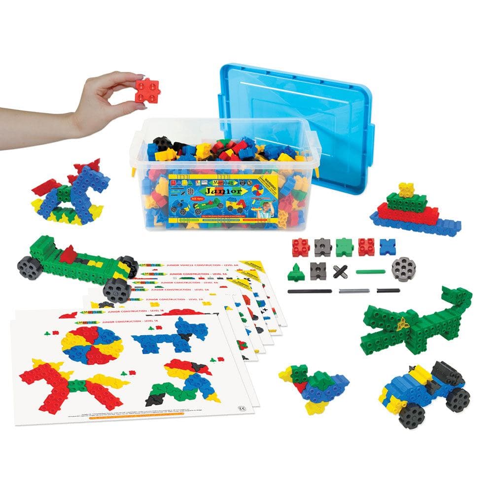 Junior 500 Set, Morphun is an award-winning construction system that has great creative and fun value, and outstanding educational uses. Our Junior range of building bricks provides a vehicle for learning in a range of subjects. Each set includes 15 pieces including side-joining squares and triangles, long and short connecting pieces, 'X' joiners and wheels. With an array of pieces, creative youngsters are able to make endless 2D and 3D models. Moreover, using the included Guide Book children can work throu