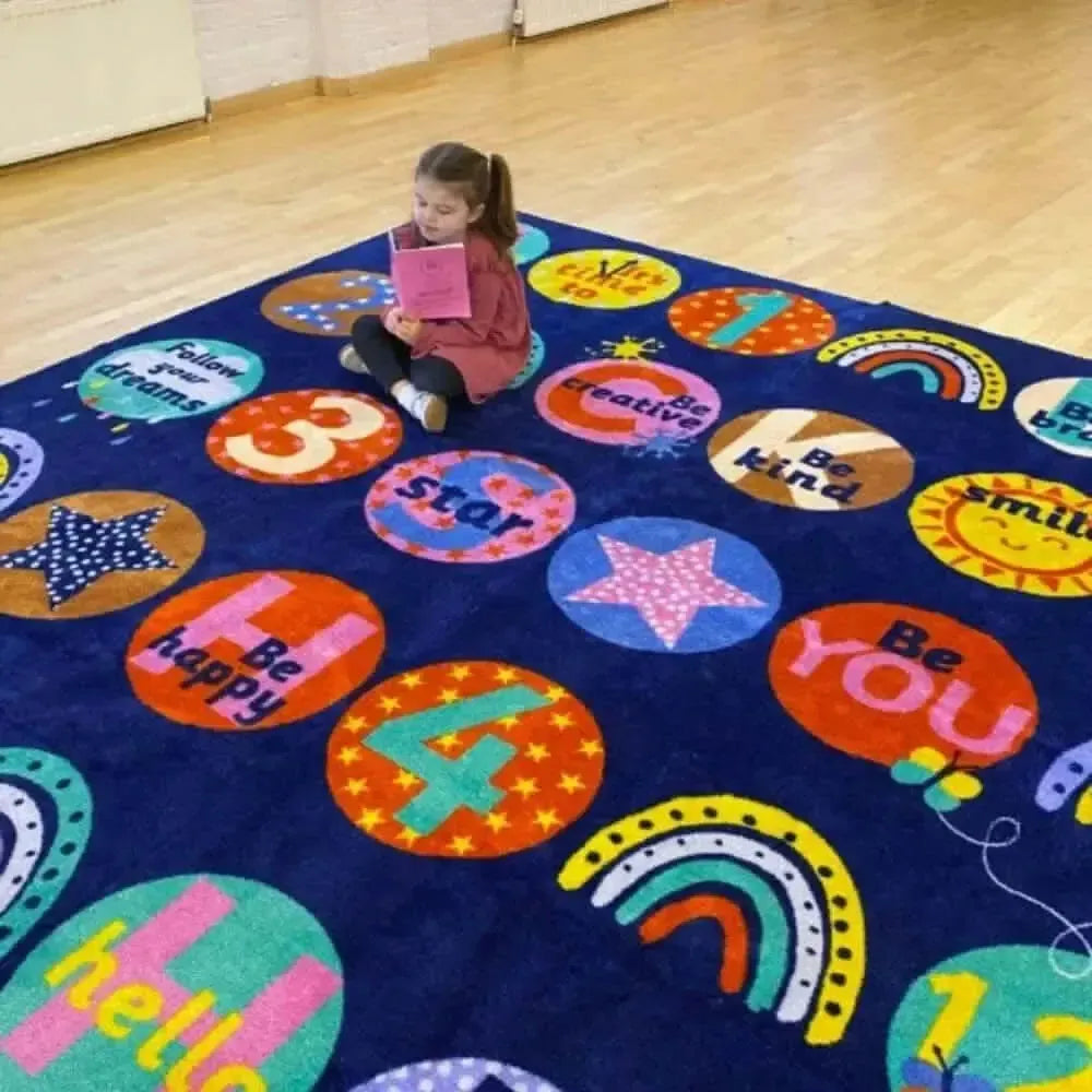 KinderColour Positivity Wellbeing Placement Carpet 3 x 3 metre-KinderColour Positivity Wellbeing Placement Carpet 3 x 3 metre