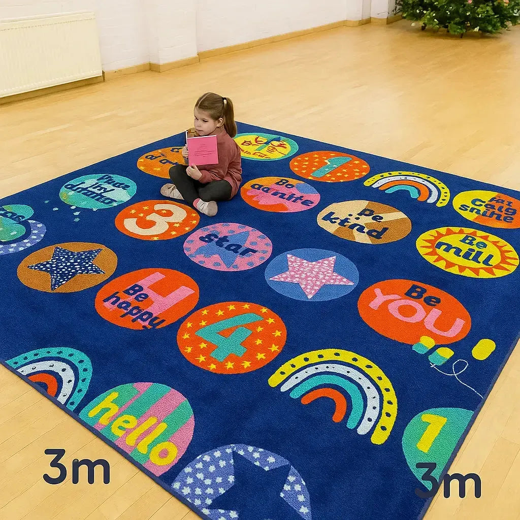 KinderColour Positivity Wellbeing Placement Carpet 3 x 3 metre-KinderColour Positivity Wellbeing Placement Carpet 3 x 3 metre
