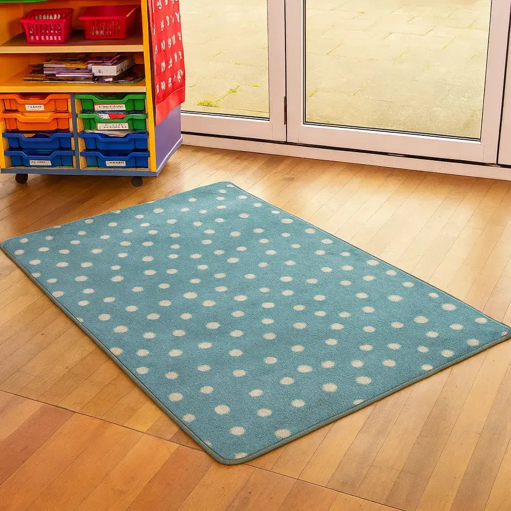 Kinder™ Teal Spotted Nursery Rug-Kinder™ Teal Spotted Nursery Rug
