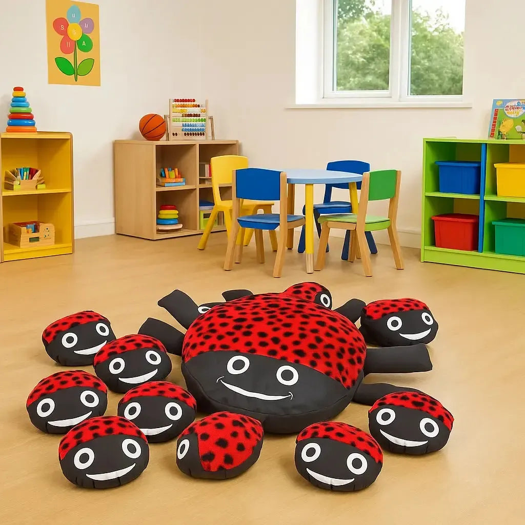 Ladybird Cushion and 15 Baby Ladybird Cushions-Ladybird Cushion and 15 Baby Ladybird Cushions