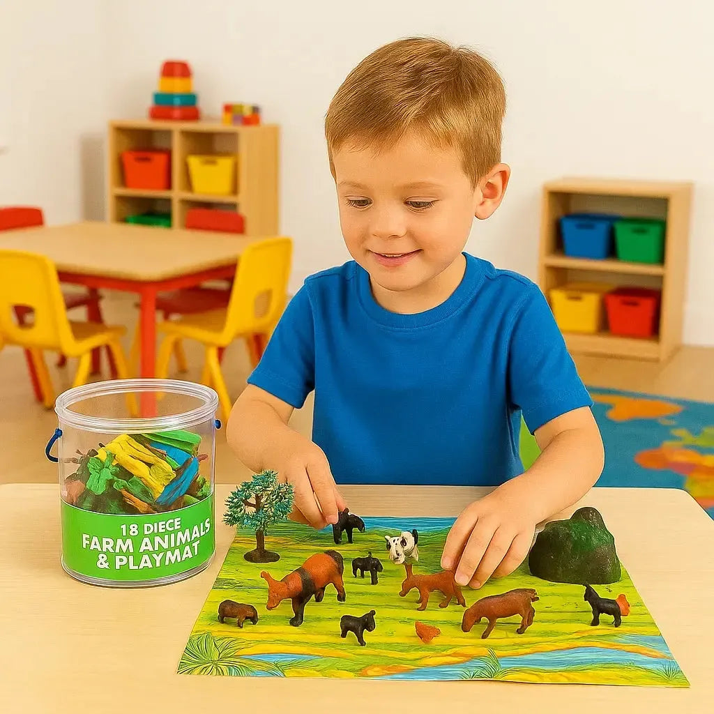 Large Animal Farm Figures and Play Mat-Large Animal Farm Figures and Play Mat