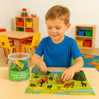 Large Animal Farm Figures and Play Mat-Large Animal Farm Figures and Play Mat