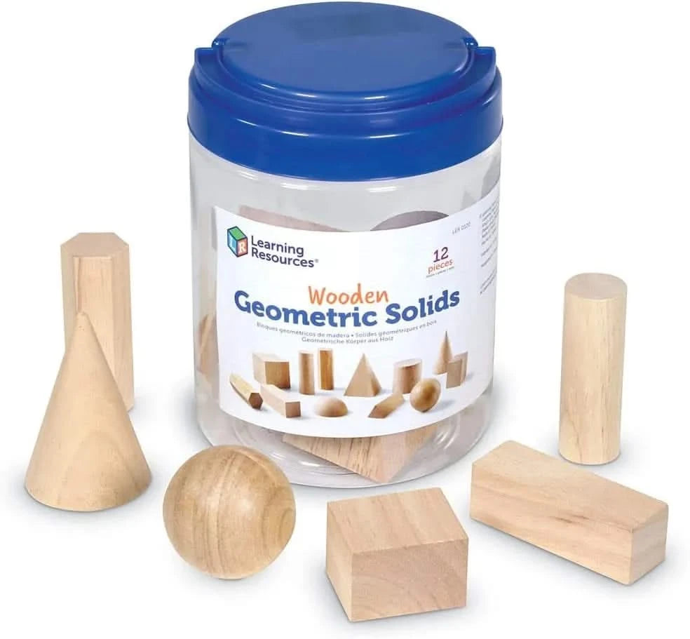 Learning Resources Wooden Geometric Solids (Set of 12)-Learning Resources Wooden Geometric Solids (Set of 12)