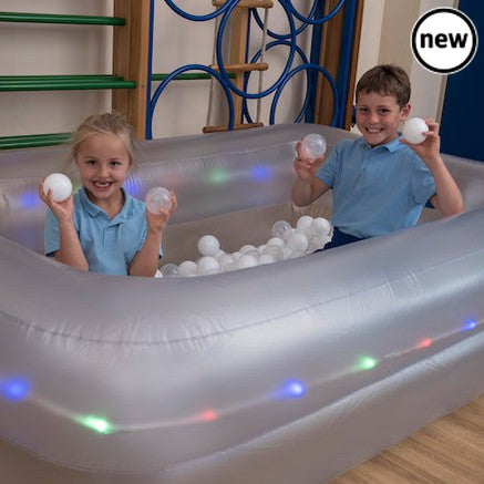 LED Inflatable Sensory Pool, This versatile pool is a great addition to any sensory room or as an additional sensory space. Great for adding intrigue and promoting spatial awareness or simply for calming. Can be used as a ball or water pool, enabling children to improve their coordination, interact with others, as well as providing visual and tactile stimulation. As well as developing physical skills, a sensory pool can be used for a wide variety of activities, including a calming or chill out space, colour