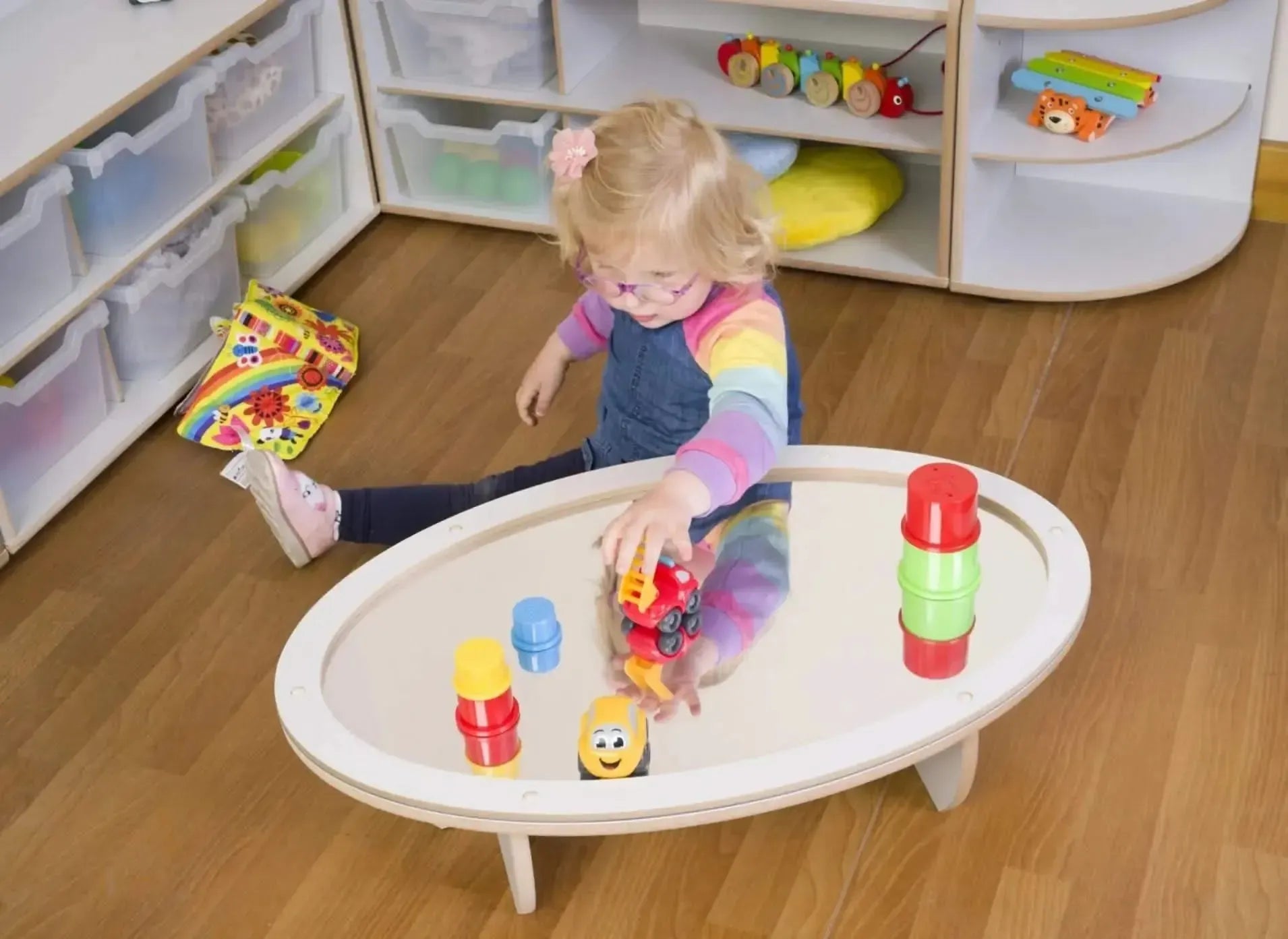 Low Oval Mirrored Table-Low Oval Mirrored Table