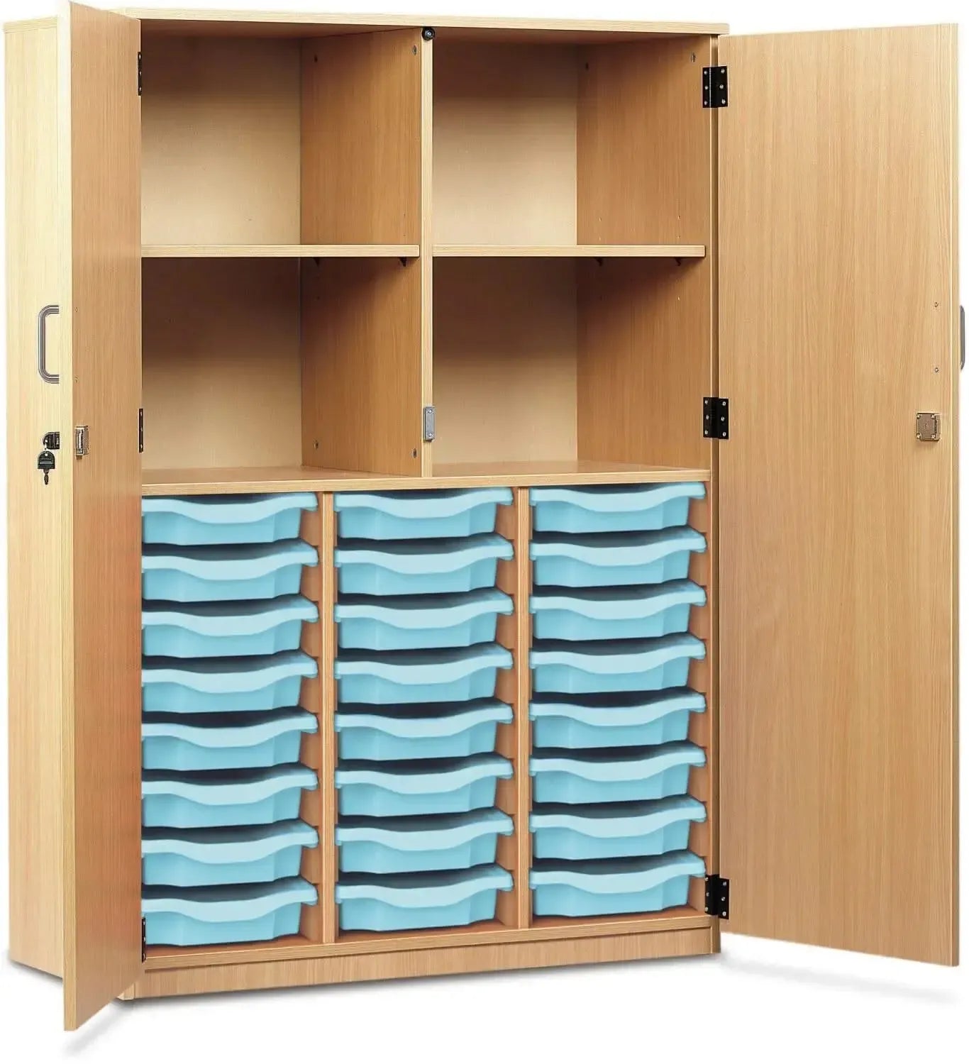 Monarch 24 Shallow Tray Storage Cupboard with Lockable Doors-Monarch 24 Shallow Tray Storage Cupboard with Lockable Doors