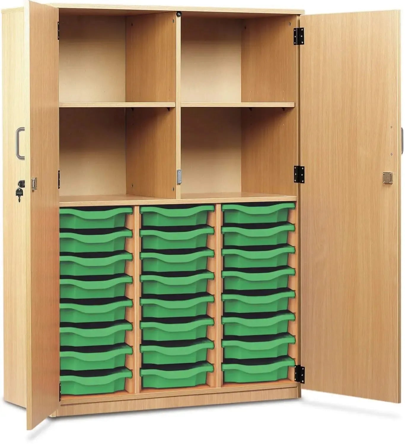 Monarch 24 Shallow Tray Storage Cupboard with Lockable Doors-Monarch 24 Shallow Tray Storage Cupboard with Lockable Doors