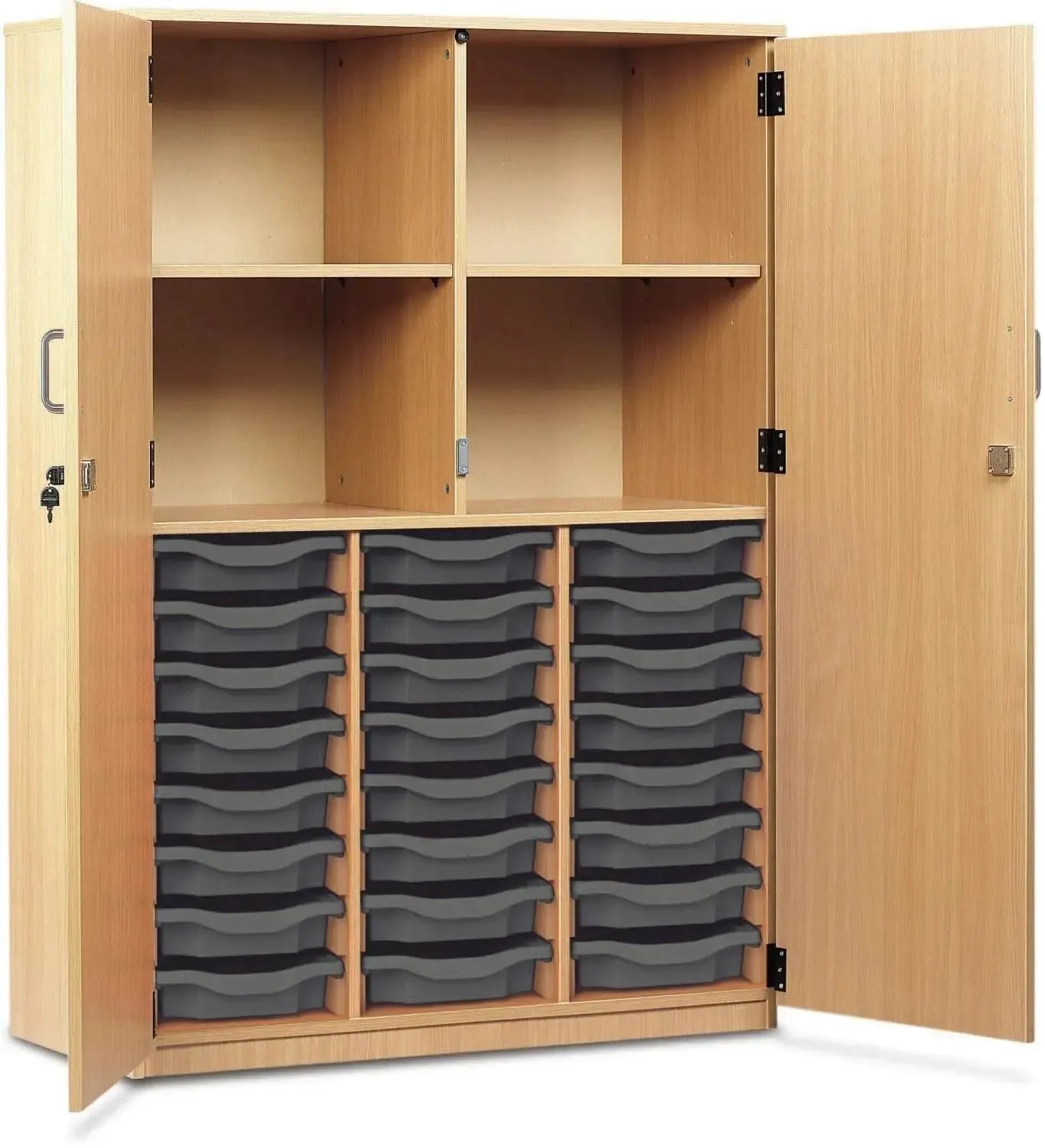Monarch 24 Shallow Tray Storage Cupboard with Lockable Doors-Monarch 24 Shallow Tray Storage Cupboard with Lockable Doors