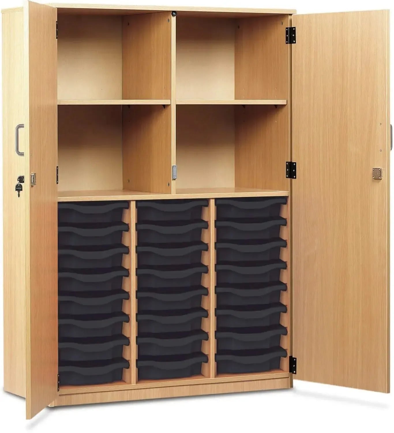 Monarch 24 Shallow Tray Storage Cupboard with Lockable Doors-Monarch 24 Shallow Tray Storage Cupboard with Lockable Doors