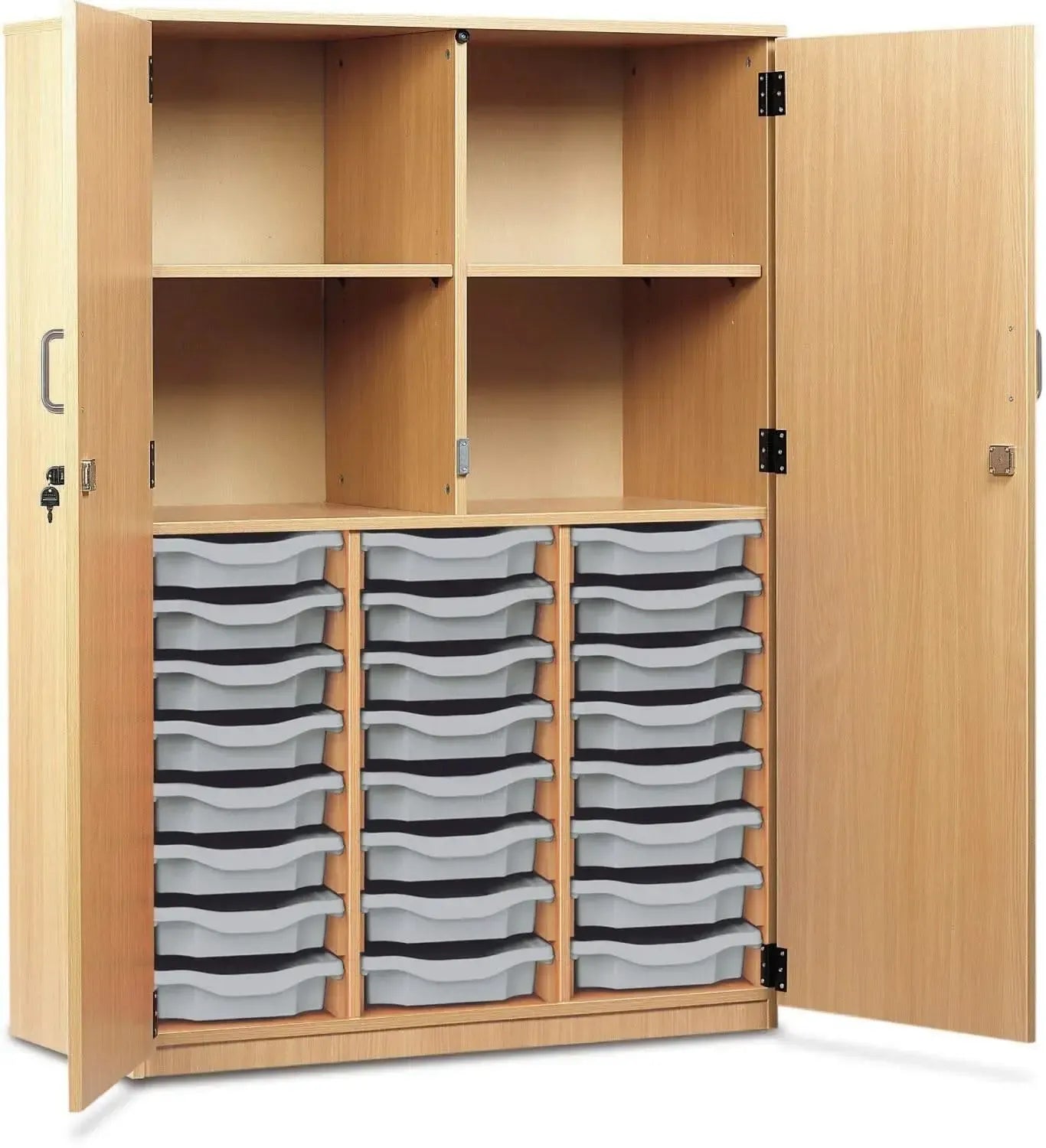 Monarch 24 Shallow Tray Storage Cupboard with Lockable Doors-Monarch 24 Shallow Tray Storage Cupboard with Lockable Doors
