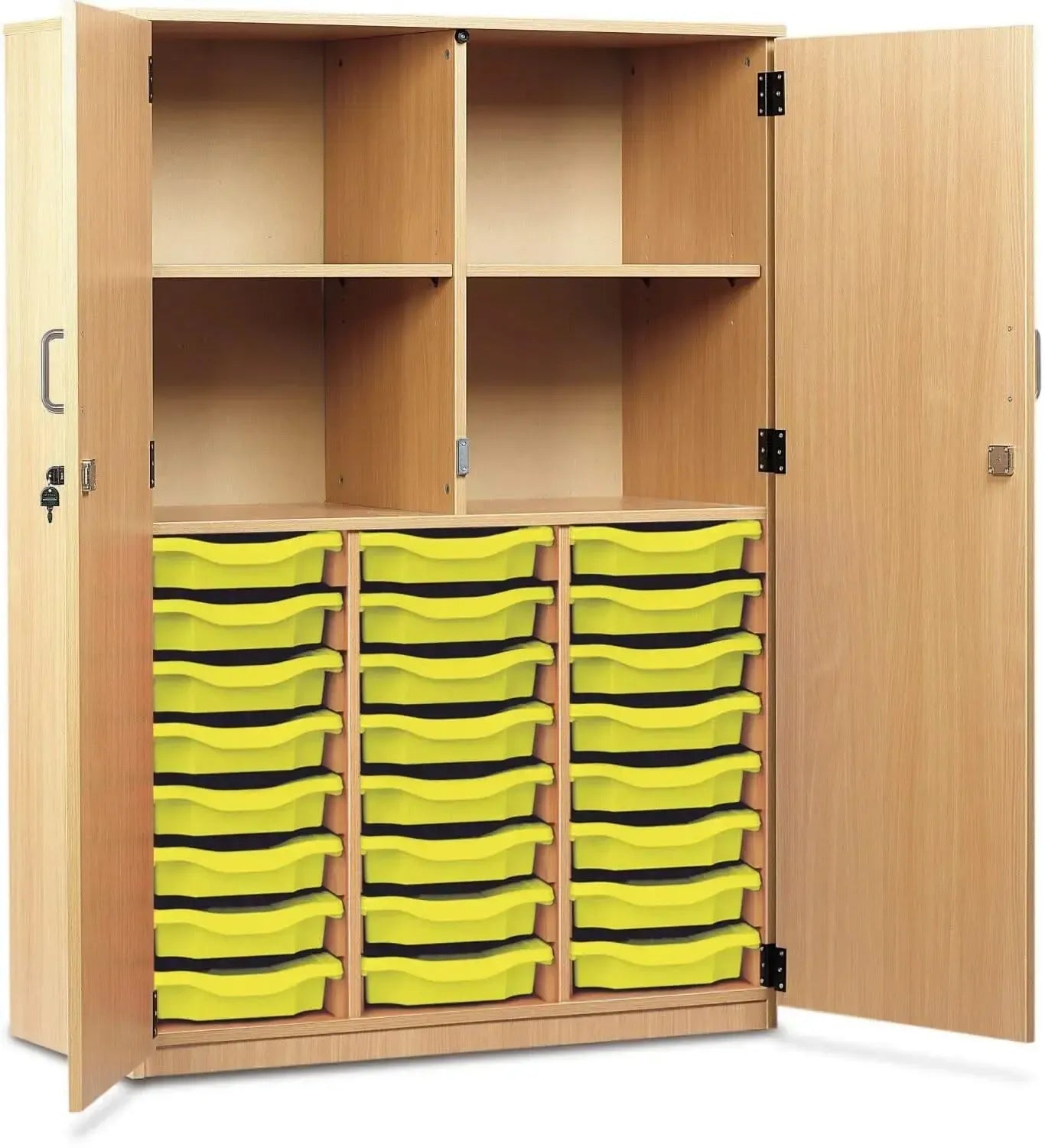 Monarch 24 Shallow Tray Storage Cupboard with Lockable Doors-Monarch 24 Shallow Tray Storage Cupboard with Lockable Doors