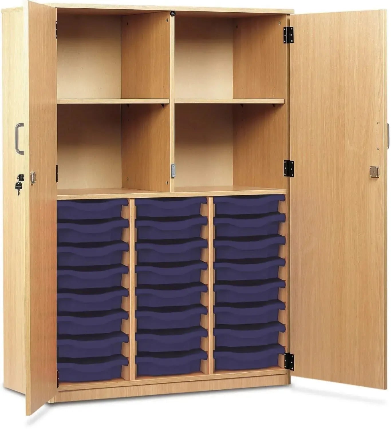 Monarch 24 Shallow Tray Storage Cupboard with Lockable Doors-Monarch 24 Shallow Tray Storage Cupboard with Lockable Doors