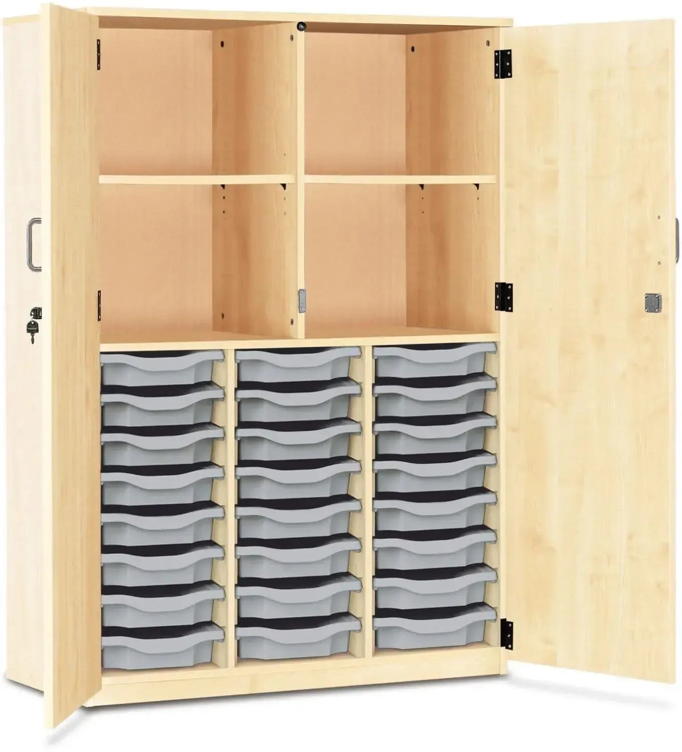Monarch 24 Shallow Tray Storage Cupboard with Lockable Doors-Monarch 24 Shallow Tray Storage Cupboard with Lockable Doors