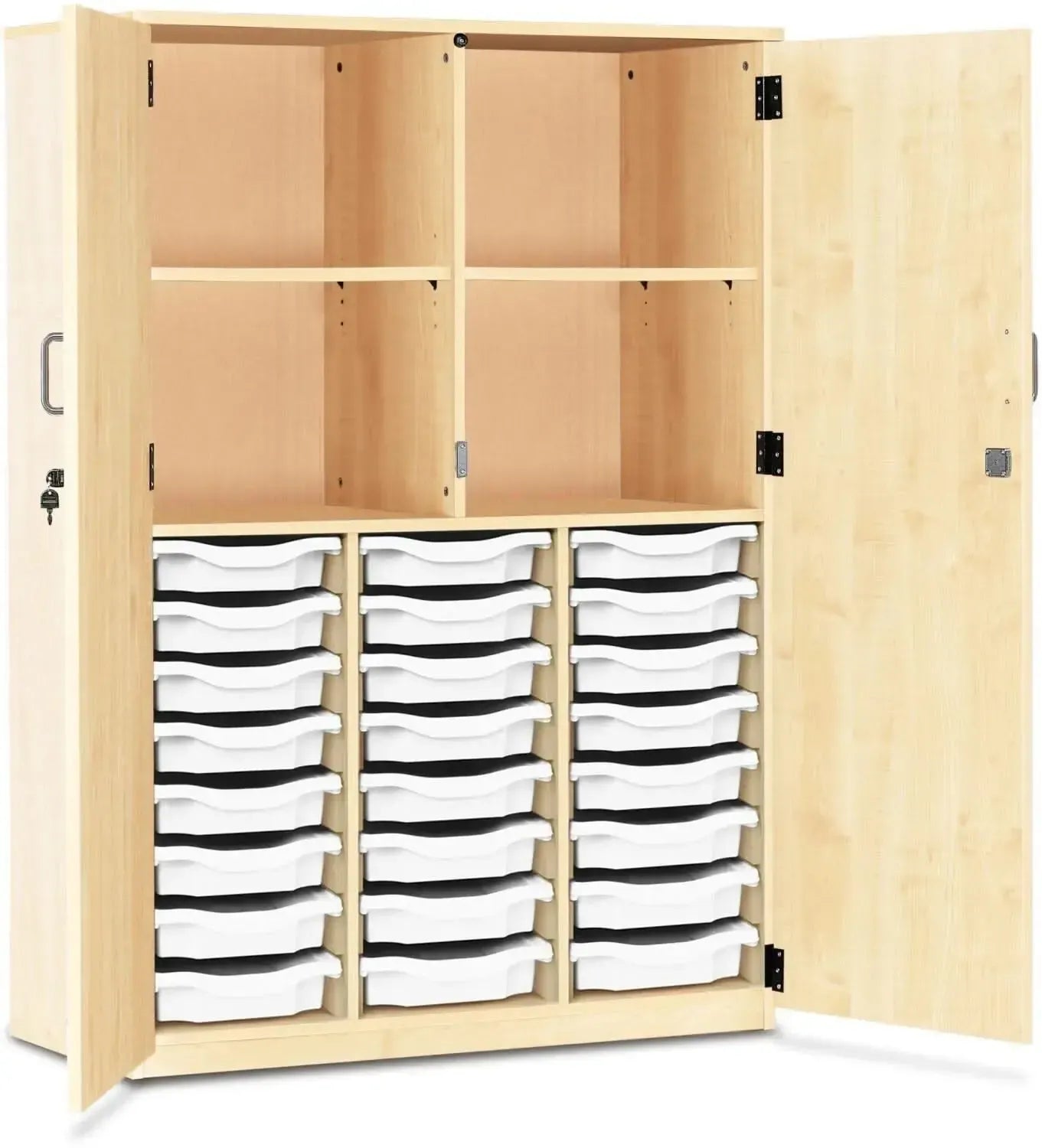 Monarch 24 Shallow Tray Storage Cupboard with Lockable Doors-Monarch 24 Shallow Tray Storage Cupboard with Lockable Doors