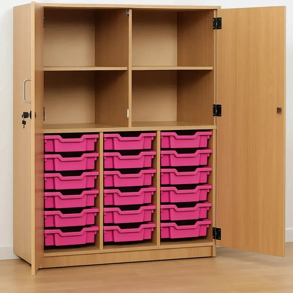 Monarch 24 Shallow Tray Storage Cupboard with Lockable Doors-Monarch 24 Shallow Tray Storage Cupboard with Lockable Doors