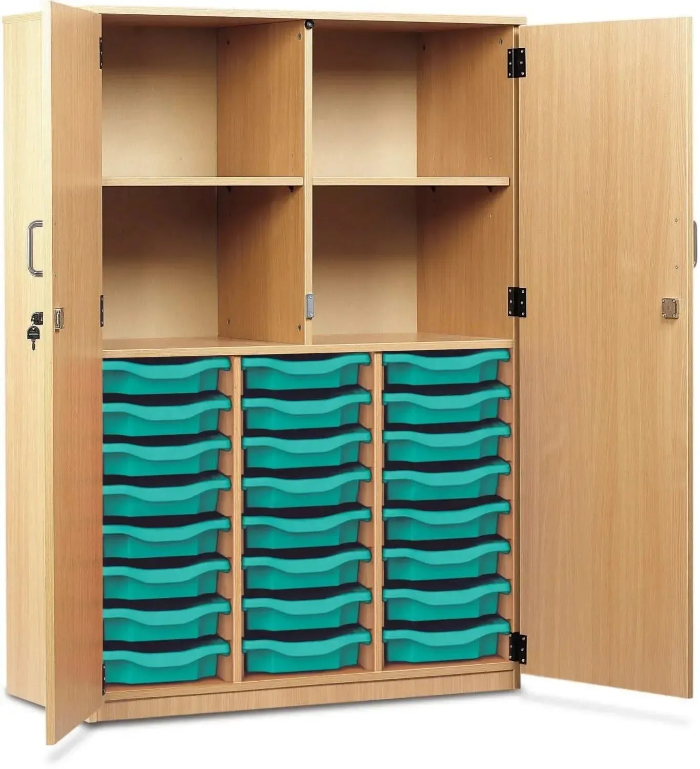 Monarch 24 Shallow Tray Storage Cupboard with Lockable Doors-Monarch 24 Shallow Tray Storage Cupboard with Lockable Doors