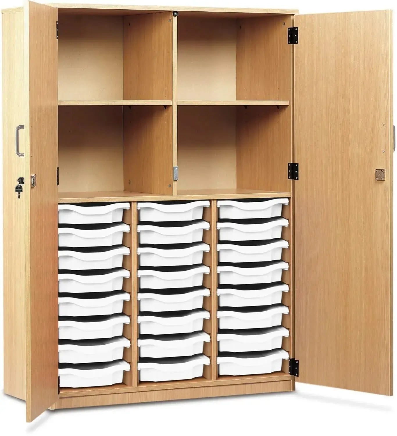 Monarch 24 Shallow Tray Storage Cupboard with Lockable Doors-Monarch 24 Shallow Tray Storage Cupboard with Lockable Doors