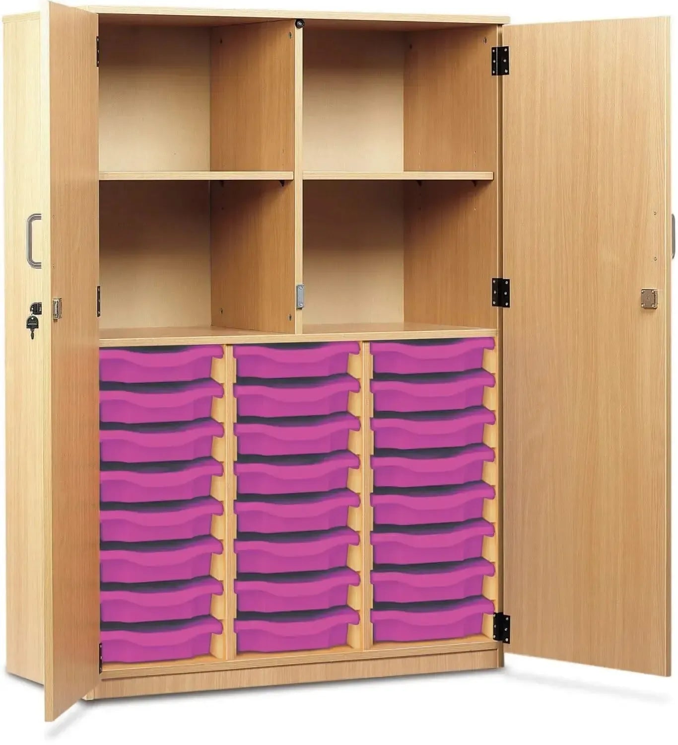 Monarch 24 Shallow Tray Storage Cupboard with Lockable Doors-Monarch 24 Shallow Tray Storage Cupboard with Lockable Doors