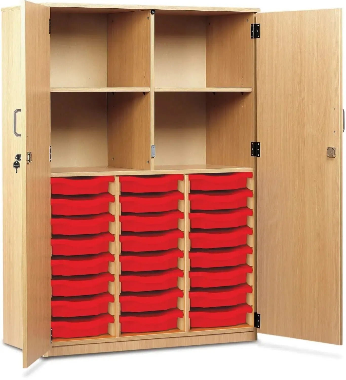 Monarch 24 Shallow Tray Storage Cupboard with Lockable Doors-Monarch 24 Shallow Tray Storage Cupboard with Lockable Doors