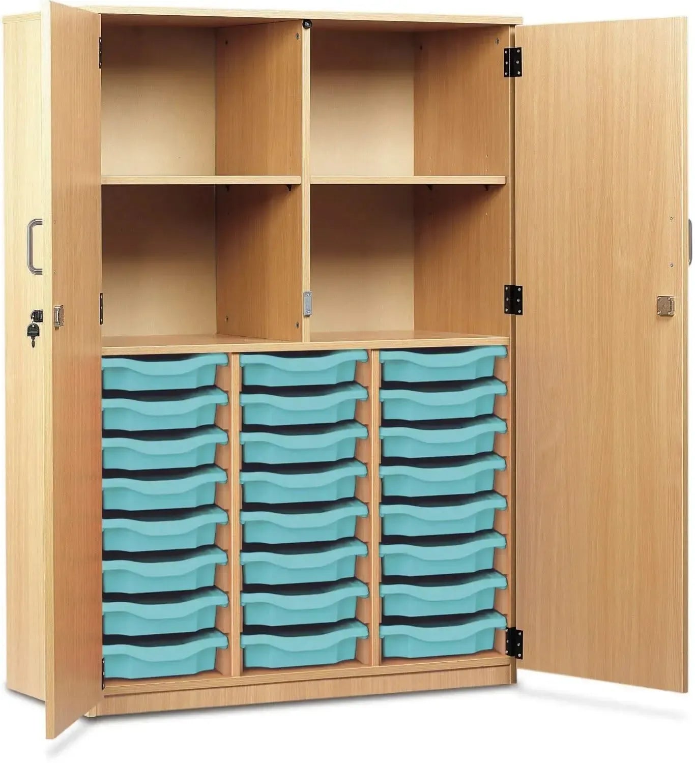Monarch 24 Shallow Tray Storage Cupboard with Lockable Doors-Monarch 24 Shallow Tray Storage Cupboard with Lockable Doors
