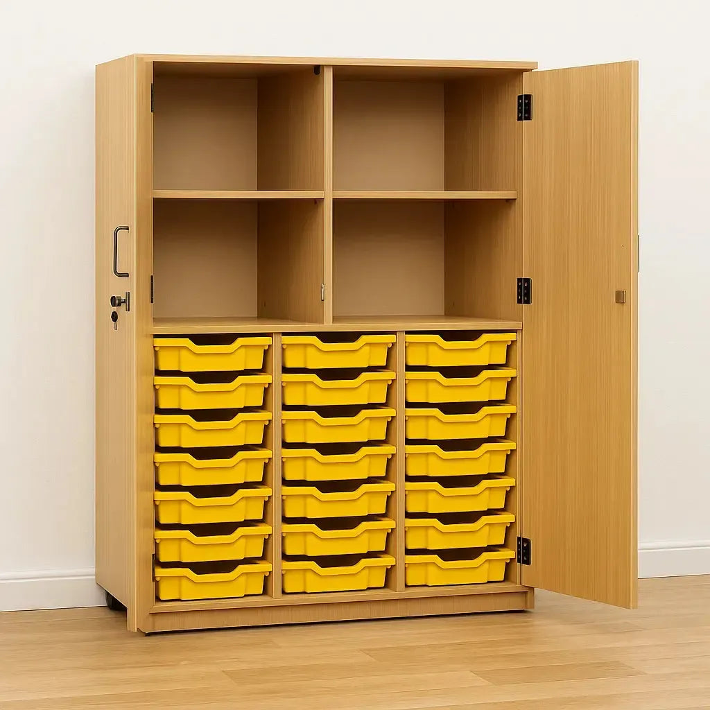 Monarch 24 Shallow Tray Storage Cupboard with Lockable Doors-Monarch 24 Shallow Tray Storage Cupboard with Lockable Doors