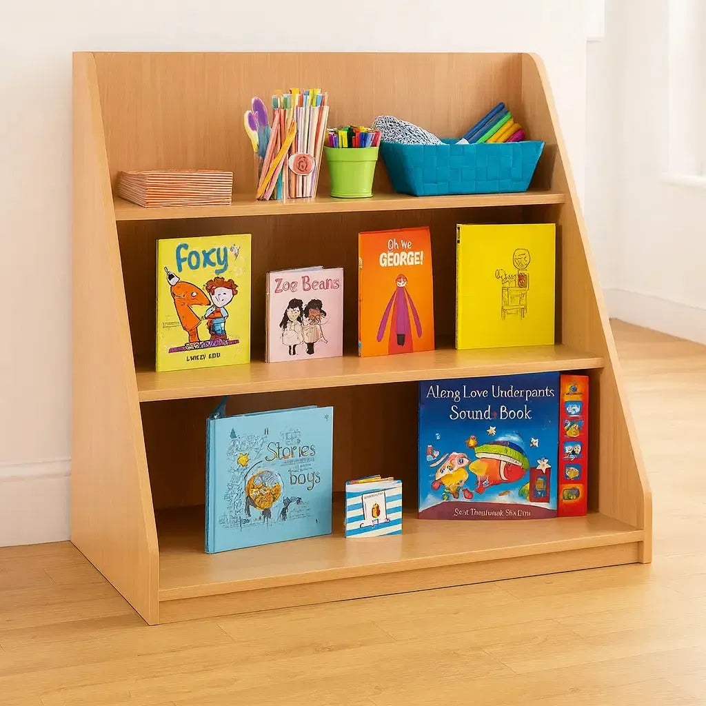 Monarch Single Sided Library Unit with 3 Tiered Shelves-Monarch Single Sided Library Unit with 3 Tiered Shelves