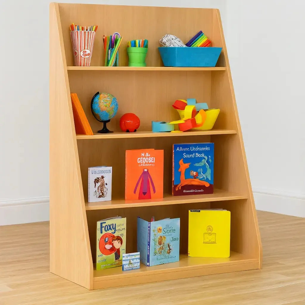 Monarch Single Sided Library Unit with 4 Tiered Shelves-Monarch Single Sided Library Unit with 4 Tiered Shelves