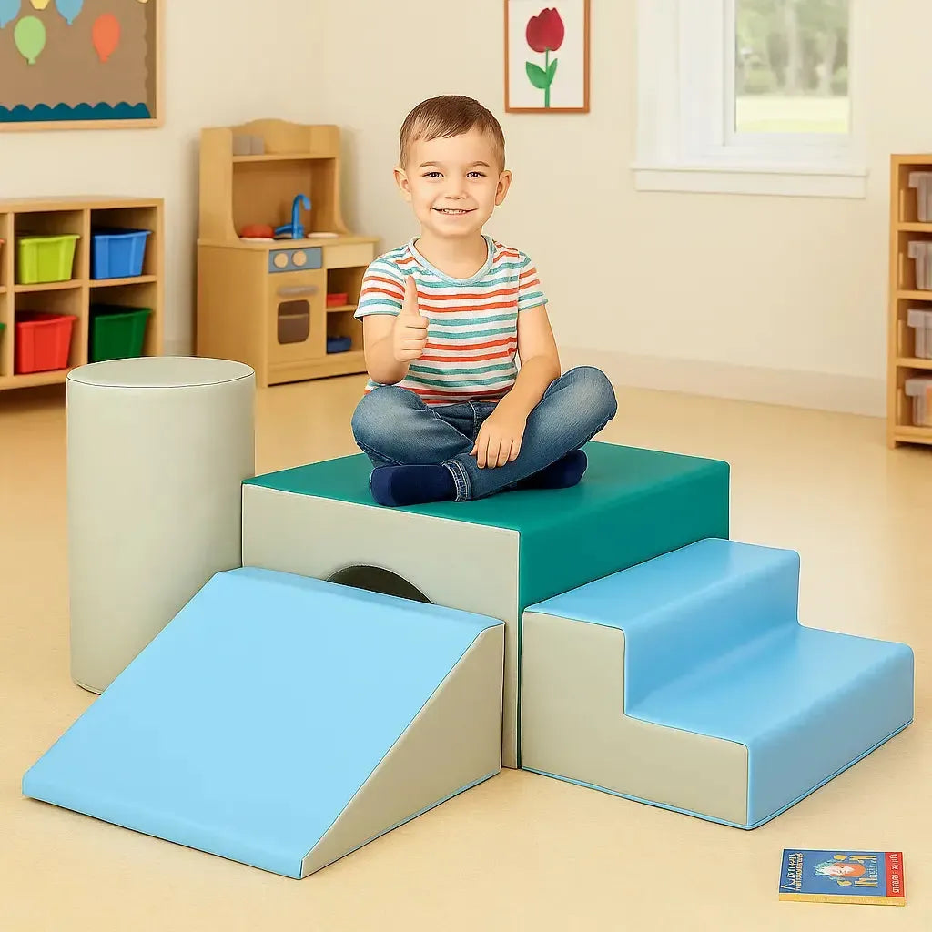 Mountain Slide & Tunnel Soft Play Set-Mountain Slide & Tunnel Soft Play Set