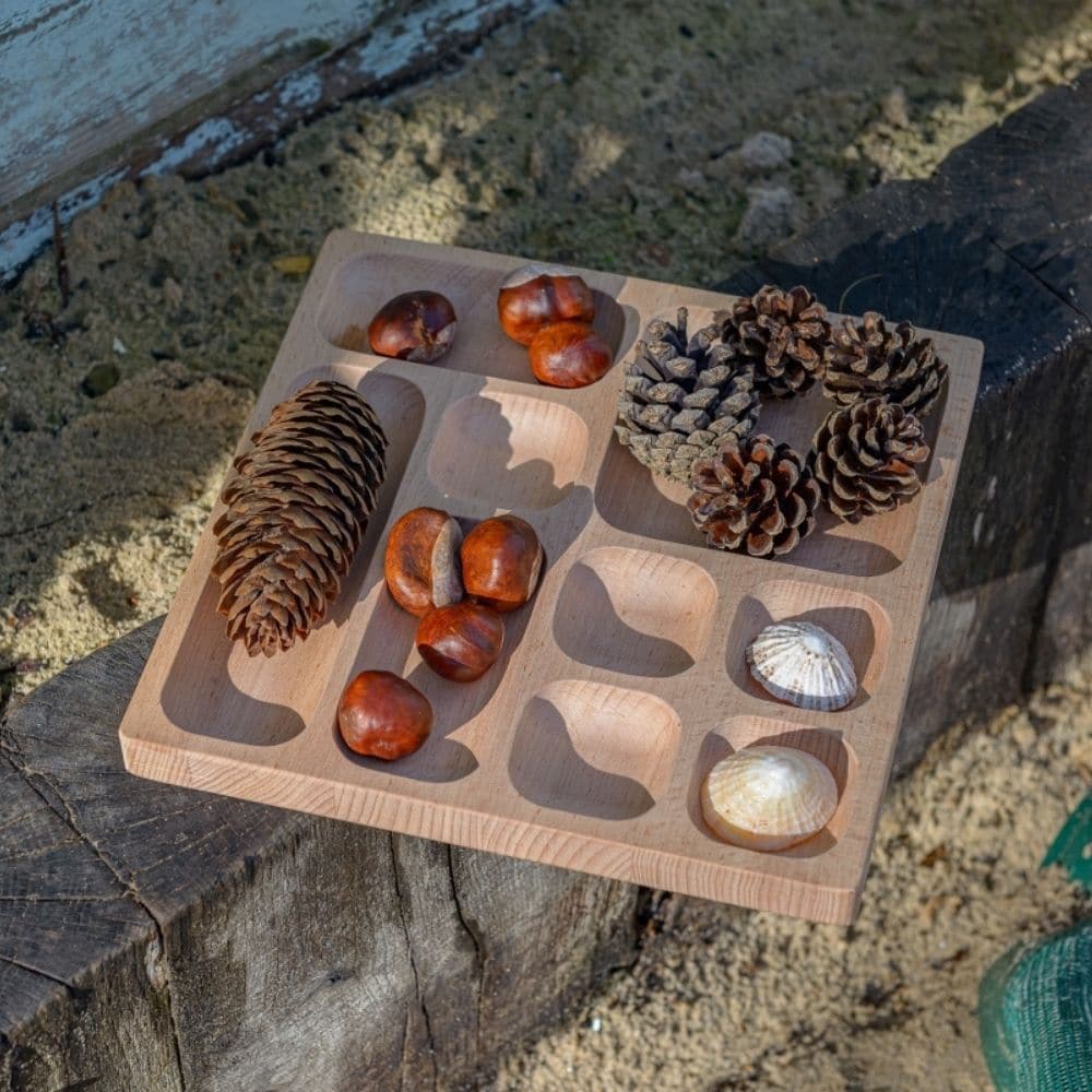 Natural Tinker Tray, The Natural Tinker Tray is beautifully made from FSC beech, this tactile and versatile natural wooden tinker tray is instantly appealing to young investigators. The Natural Tinker Tray Is ideal for all kinds of collecting, counting, sorting and loose parts activities. The sections are just waiting to be filled with treasures to display and explore! Collect, count, sort, organise, display and create with the amazing Natural Tinker Tray. This extremely versatile Natural Tinker Tray will q