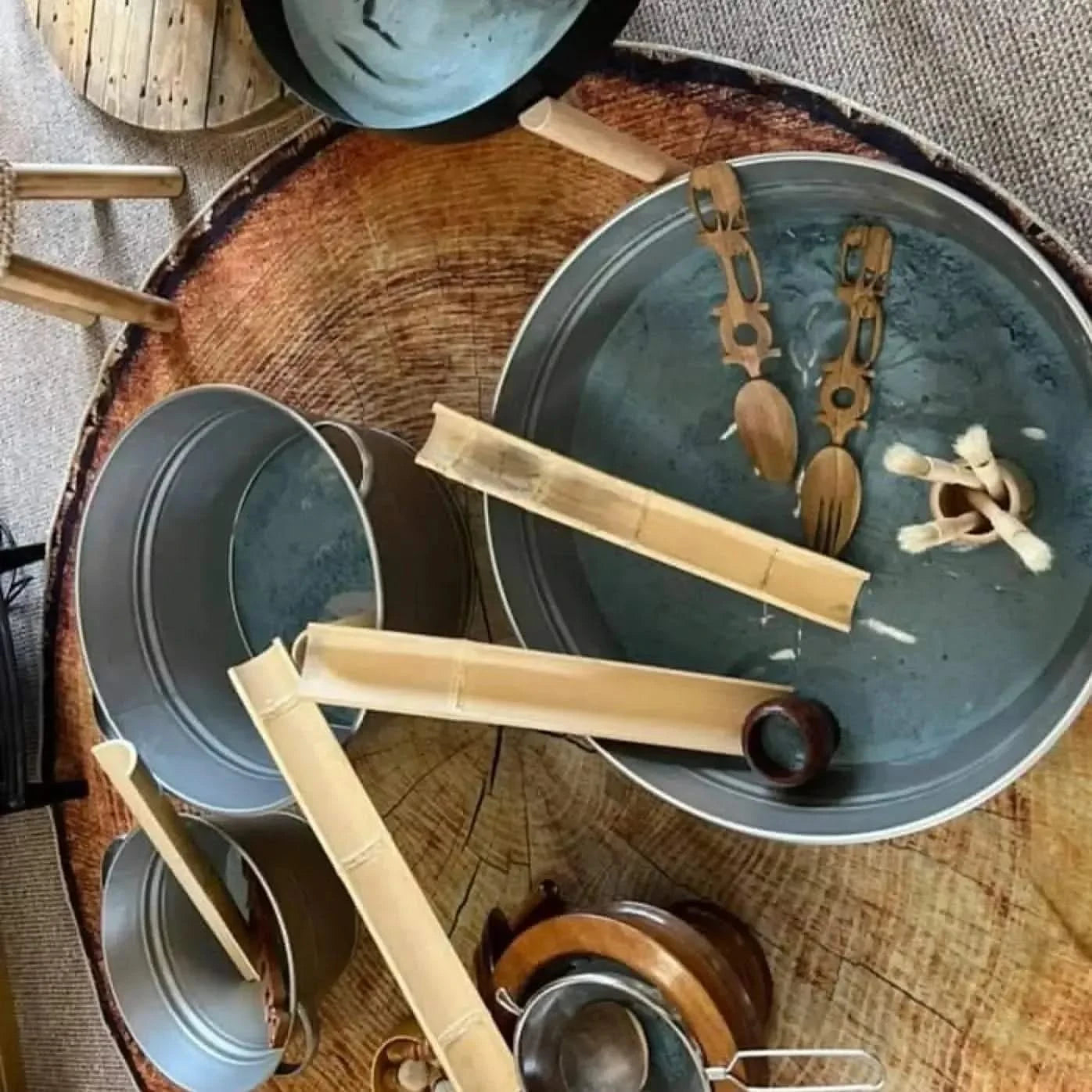 Natural Wooden Water Channelling 4 Half Tubes-Natural Wooden Water Channelling 4 Half Tubes